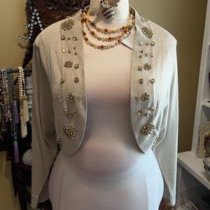 Soft Surroundings NWT 2X Champagne Gold Rhinestone Embellished Shrug Bolero!